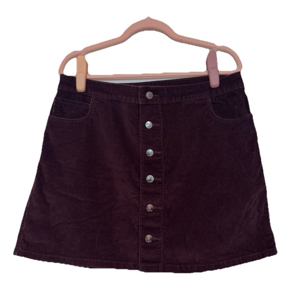 Express Dresses & Skirts - Express Button-Front Corduroy deep purple 98% Cotton mini skirt